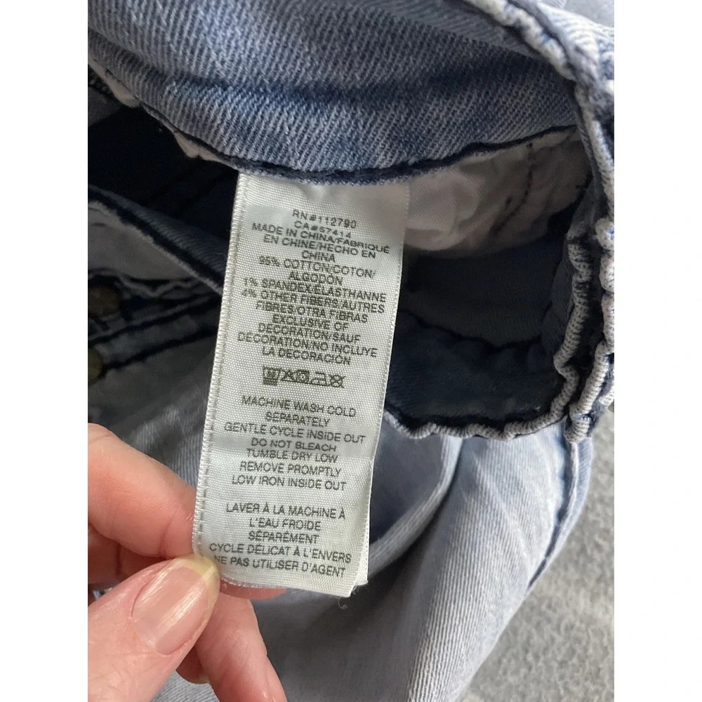 True Religion Ricky Relaxed Straight Distressed Shorts Light Wash Mens 34 1129